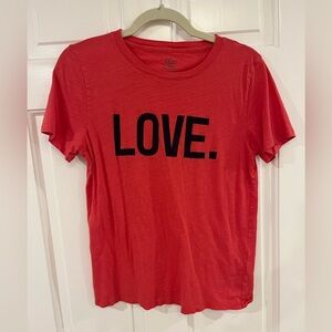Red T-Shirt with Navy 'LOVE' Print